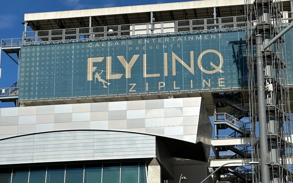 The FLY LINQ sign above The LINQ Promenade