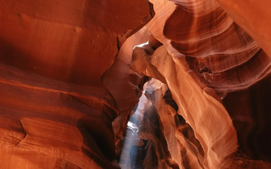 The carved sandstone walls of Antelope Canyon