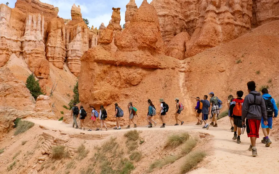 The red rock spires of Bryce Canyon under a clear sky